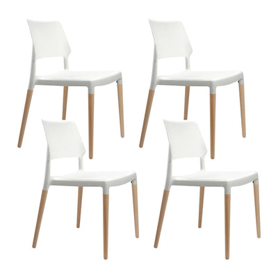 Artiss Set of 4 Wooden Stackable Dining Chairs - White_30290