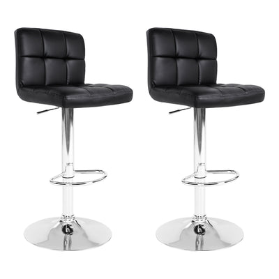 Artiss Set of 2 PU Leather Gas Lift Bar Stools - Black_30798