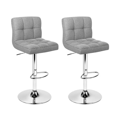 Artiss Set of 2 Fabric Swivel Bar Stools - Grey_30571