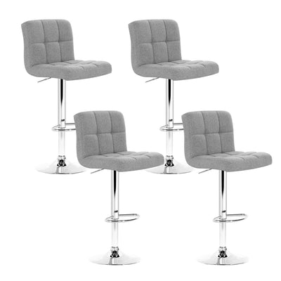 Artiss Set of 4 Fabric Swivel Bar Stools - Grey_36657