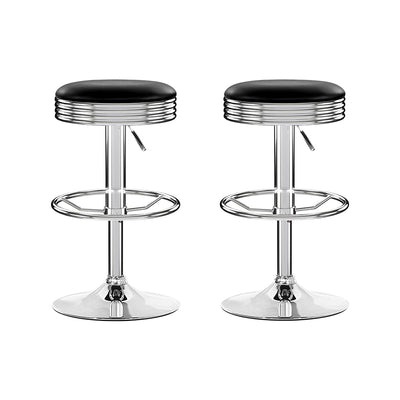 Artiss Set of 2 Backless PU Leather Bar Stools - Black and Chrome_30007