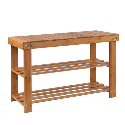 Artiss Bamboo Shoe Rack Wooden Seat Bench Organiser Shelf Stool_13830