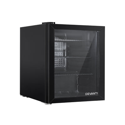 Devanti 46L Glass Door Bar Fridge Mini Countertop Freezer Fridges Bottle Cooler_34339