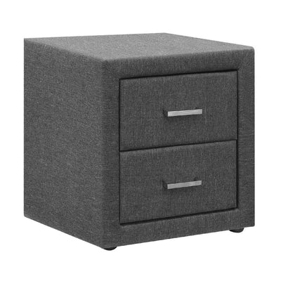 Artiss Fabric Bedside Table - Grey_31075