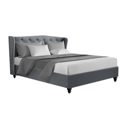 Artiss Pier Bed Frame Fabric - Grey Queen_32061