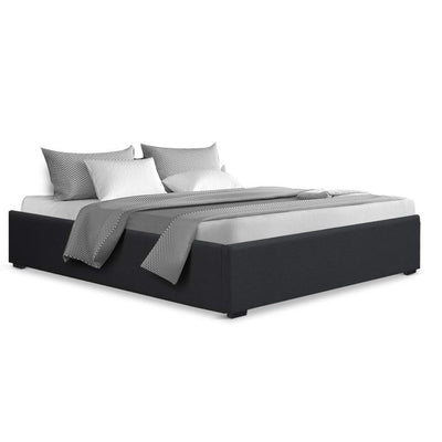 Artiss TOKI Queen Size Storage Gas Lift Bed Frame without Headboard Fabric Charcoal_33580