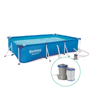 Bestway Swimming Pool Steel Frame Above Ground Rectangular Pool Filter Pump_34684