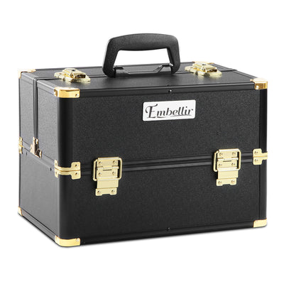 Embellir Portable Cosmetic Beauty Makeup Case - Black & Gold_10443