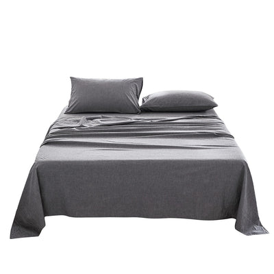 Cosy Club Washed Cotton Sheet Set Double Black_18651