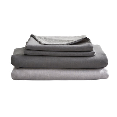 Cosy Club Washed Cotton Sheet Set Grey Double_18654