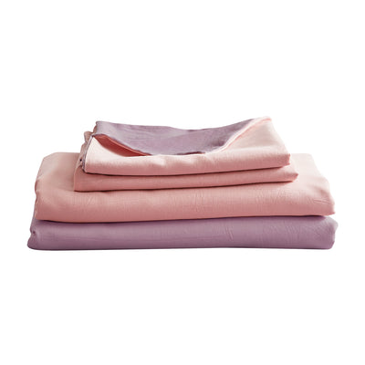 Cosy Club Washed Cotton Sheet Set Pink Purple Double_18925