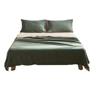 Cosy Club Sheet Set Cotton Sheets King Green Beige_18327