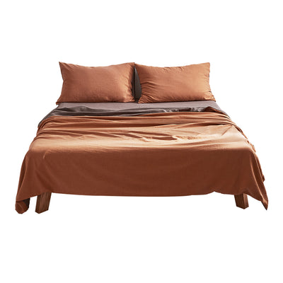 Cosy Club Sheet Set Cotton Sheets King Orange Brown_18328