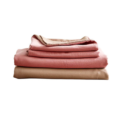 Cosy Club Washed Cotton Sheet Set Pink Brown King_18931