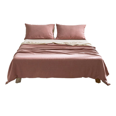 Cosy Club Sheet Set Cotton Sheets King Vanilla Rhubarb_18329