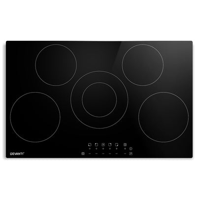 Devanti 90cm Ceramic Cooktop Electric Cook Top 5 Burner Stove Hob Touch Control 6-Zones_35590