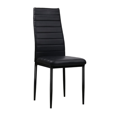 Artiss Set of 4 Dining Chairs PVC Leather - Black_32365