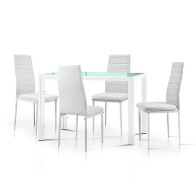 Artiss 5 Piece Dining Table Set - White_33031