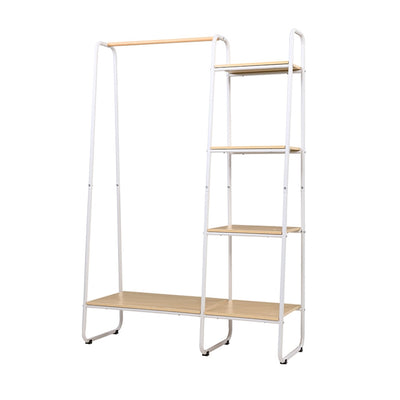 Closet Storage Rack Clothes Hanger Shelf Garment Rail Stand Wardrobe Organiser White_14831