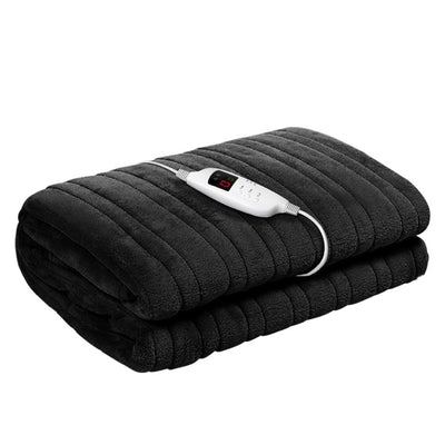 Giselle Bedding Heated Electric Throw Rug Fleece Sunggle Blanket Washable Charcoal_14039