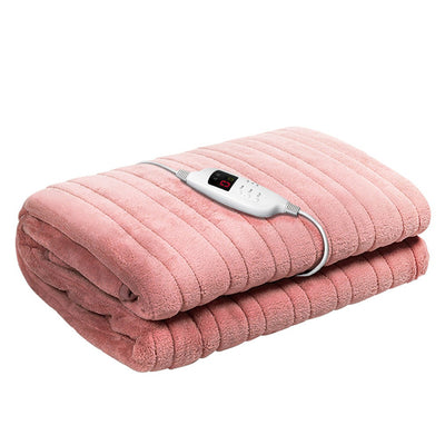 Giselle Bedding Heated Electric Throw Rug Fleece Sunggle Blanket Washable Pink_14038