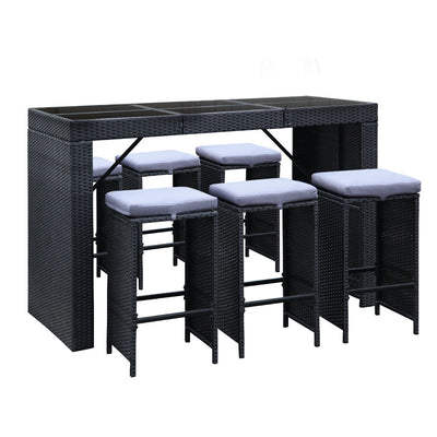 Gardeon 7 Piece Outdoor Dining Table Set - Black_32040