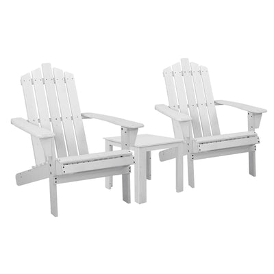 Gardeon Outdoor Sun Lounge Beach Chairs Table Setting Wooden Adirondack Patio Chair White_36180