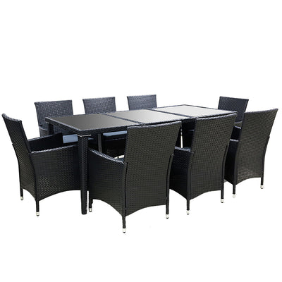 Gardeon 9 Piece Outdoor Dining Set - Black_33350