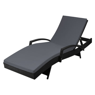 Gardeon Outdoor Sun Lounge - Black_33034