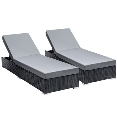 Gardeon Sun Lounge Wicker Lounger Outdoor Furniture Rattan Garden Day Bed Sofa Black_38529