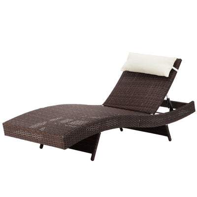 Gardeon Outdoor Wicker Sun Lounge - Brown_10460