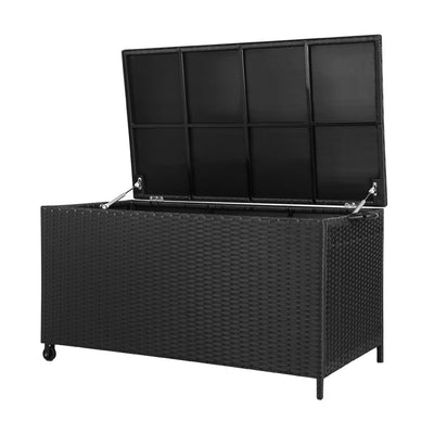 Gardeon 320L Outdoor Wicker Storage Box - Black_32053