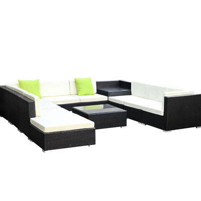 Gardeon 11PC Sofa Set with Storage Cover Outdoor Furniture Wicker_33326