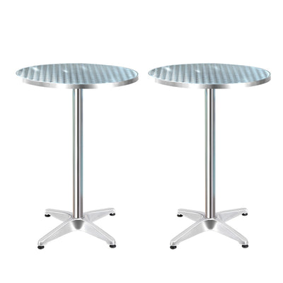 Gardeon 2pcs Outdoor Bar Table Furniture Adjustable Aluminium Cafe Table Round_39041