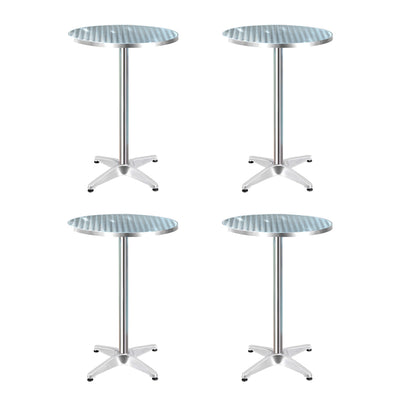 Gardeon 4pcs Outdoor Bar Table Furniture Adjustable Aluminium Cafe Table Round_39042