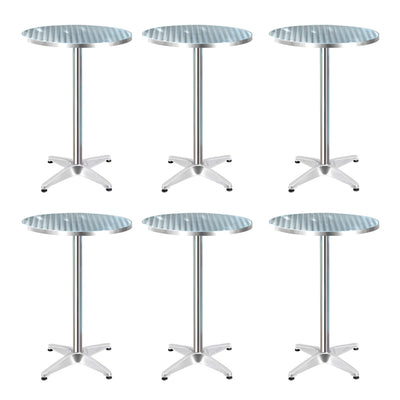 Gardeon 6pcs Outdoor Bar Table Furniture Adjustable Aluminium Cafe Table Round_39043