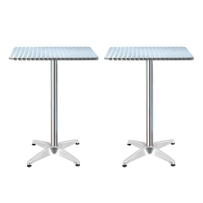 Gardeon 2pcs Outdoor Bar Table Furniture Adjustable Aluminium Square Cafe Table_39044