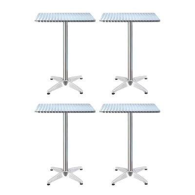 Gardeon 4pcs Outdoor Bar Table Furniture Adjustable Aluminium Square Cafe Table_39045