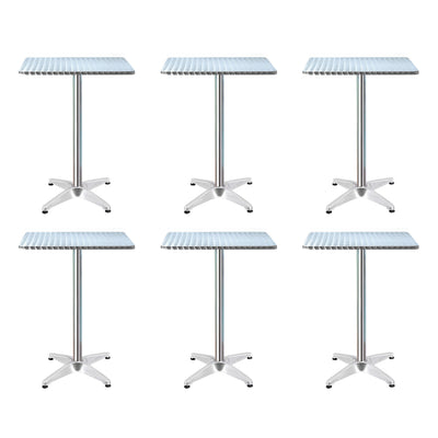 Gardeon 6pcs Outdoor Bar Table Furniture Adjustable Aluminium Square Cafe Table_39046