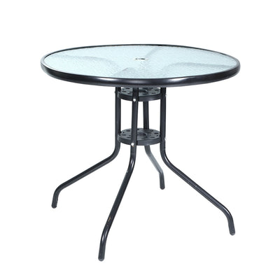 Gardeon Outdoor Dining Table Bar Setting Steel Glass 70CM_14500