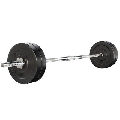 28KG Barbell Weight Set Plates Bar Bench Press Fitness Exercise Home Gym 168cm_39573