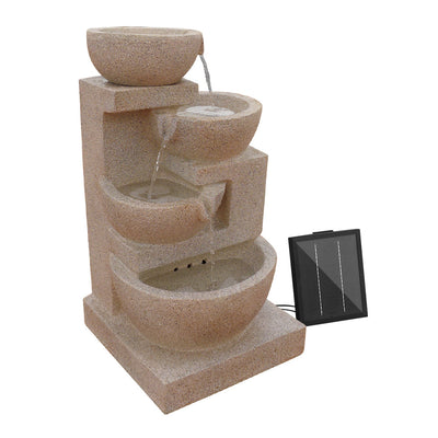 Gardeon  4 Tier Solar Powered Water Fountain with Light - Sand Beige_30191