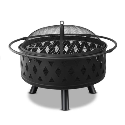 Fire Pit BBQ Charcoal Grill Ring Portable Outdoor Kitchen Fireplace 32"_12588