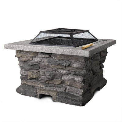 Grillz Stone Base Outdoor Patio Heater Fire Pit Table_32630