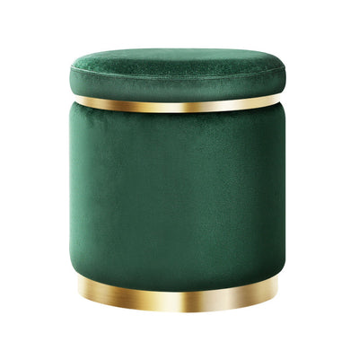 Artiss Ottoman Round Velvet Foot Stool Foot Rest Pouffe Padded Seat Pouf Green_18360