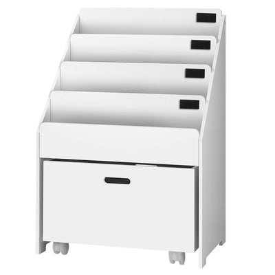 Keezi Kids White Bookshelf Storage Organiser Bookcase Drawers Children Shelf_32278