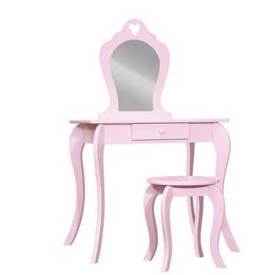 Keezi Pink Kids Vanity Dressing Table Stool Set Mirror Princess Children Makeup_16213