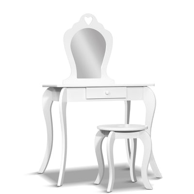 Keezi White Kids Vanity Dressing Table Stool Set Mirror Princess Children Makeup_14212