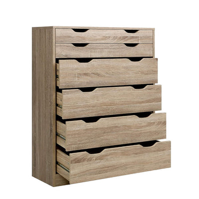 Artiss 6 Chest of Drawers Tallboy Dresser Table Storage Cabinet Oak Bedroom_35568