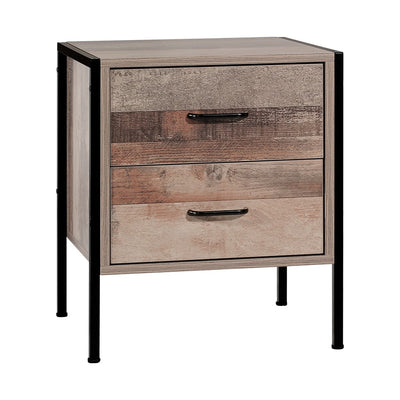 Artiss Bedside Table Drawers Nightstand Metal Oak_33606